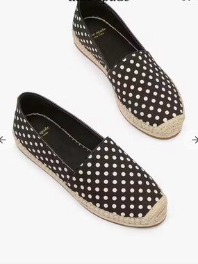 kate spade Black & White Polka Dot Espadrille Flats